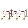 Montour Line Stanchion Post and Rope Kit Pol.Brass, 8 Crown Top 7 Maroon Rope C-Kit-8-PB-CN-7-PVR-MN-PB